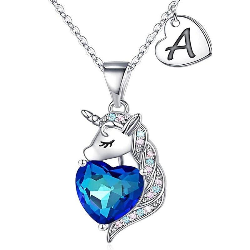 Wholesale Unicorn Heart Diamond Necklaces